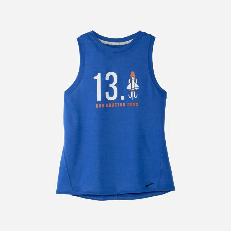 Brooks Houston22 Distance Graphic Womens Running Tank Top - Heather Bluetiful/13.1 Rocket - Philippi